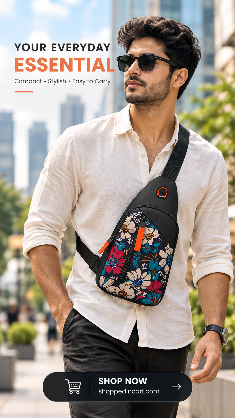 Stylish Floral Crossbody Bag - Everyday Travel & Casual Sling Bag